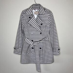 Blue White Stripe Peacoat Rain Jacket XS